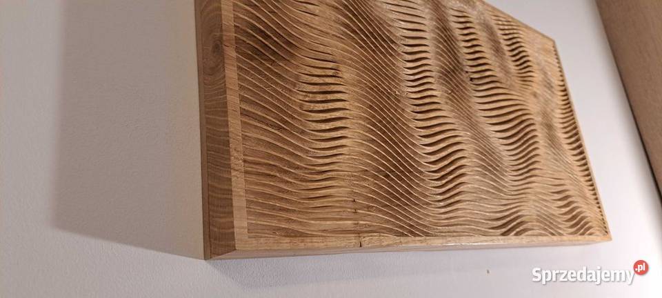 Drewniana płaskorzeźba fale nowoczesny panel