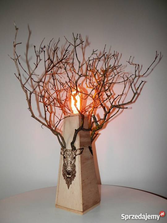 Lampa drewniana ręcznie wykonana JELEŃ zachodniopomorskie