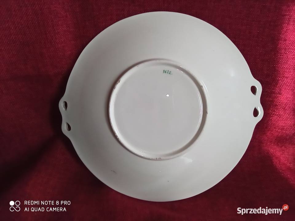 Patera ze złotymi kokardkami 3436 Różowy pasek Porcelana i szkło