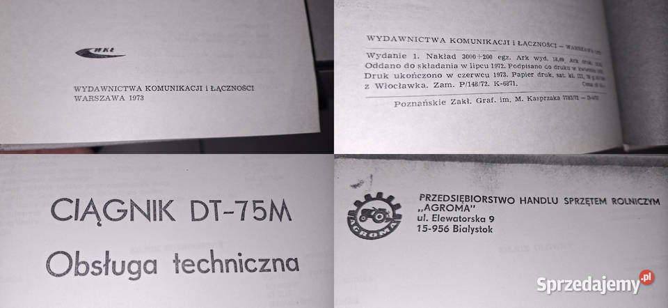 Zestaw Kolekcjonerski Instrukcja DT75M 1977 sprzedam