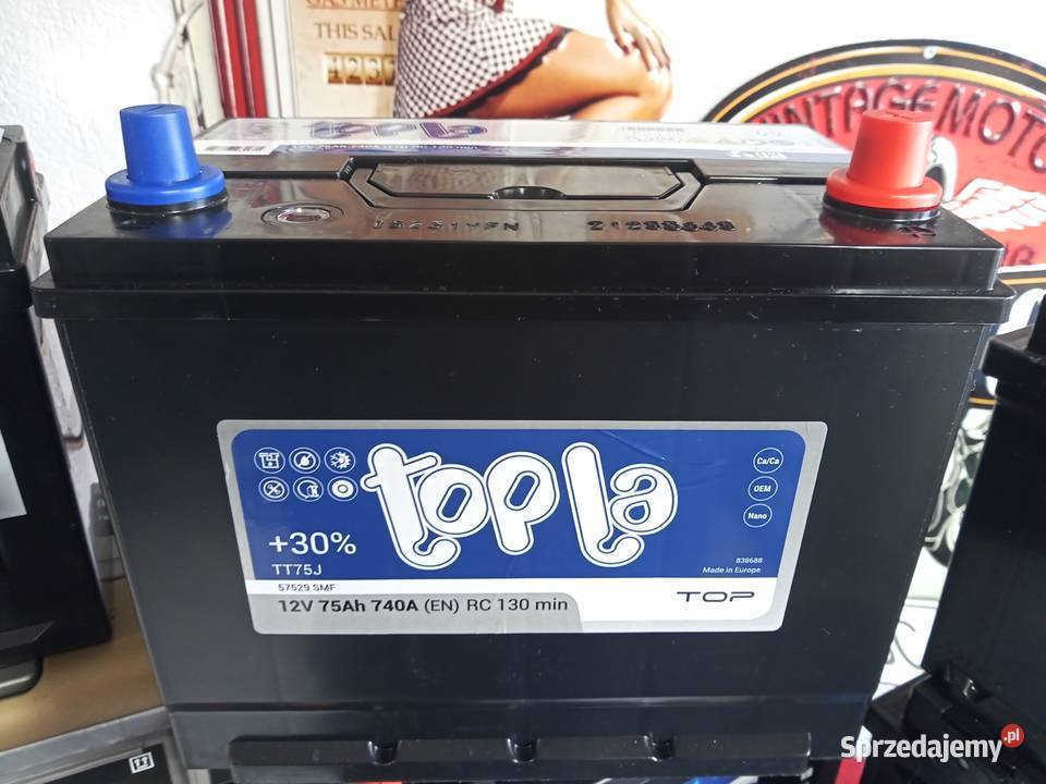 Akumulator TOPLA 75Ah 740A P JAPAN Rok produkcji 2023 Częstochowa