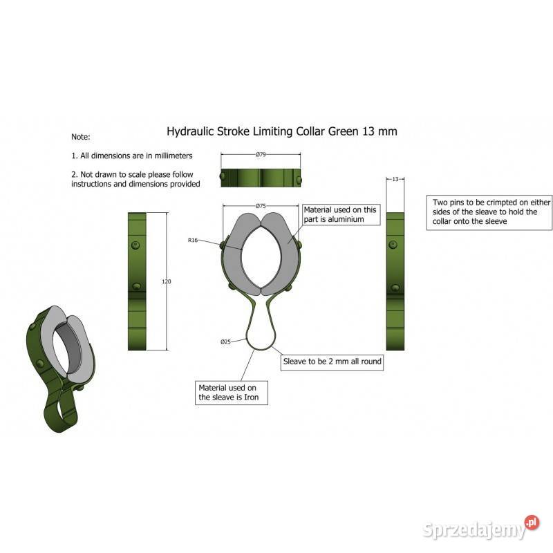 Ogranicznik skoku siłownika hydr 13mm zielony Kamionna