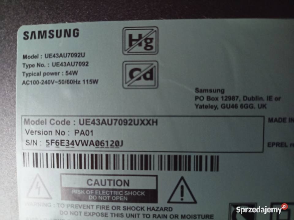 SamsungUE43AU7092A elektronika Legnica