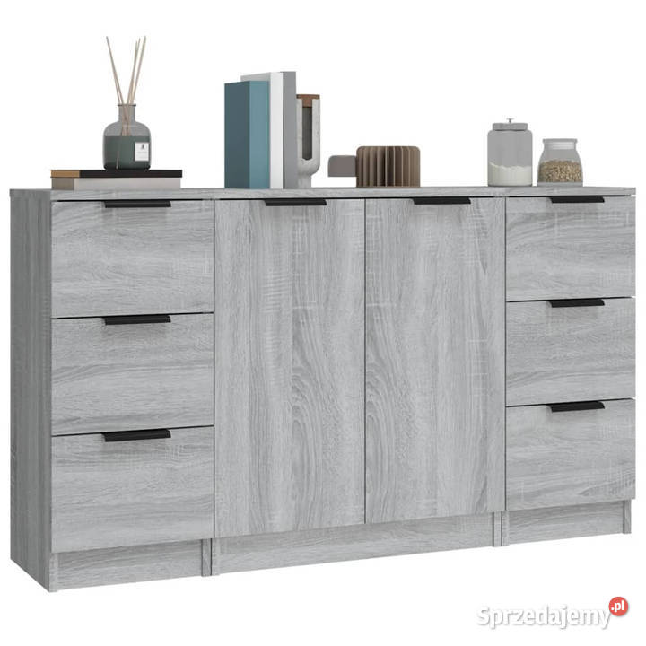 Szafki 3 szary dąb sonoma materiał Warszawa