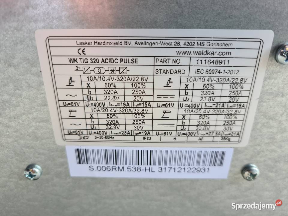 TIG WELDKAR WK 320 ACDC PULS 320A Zduny