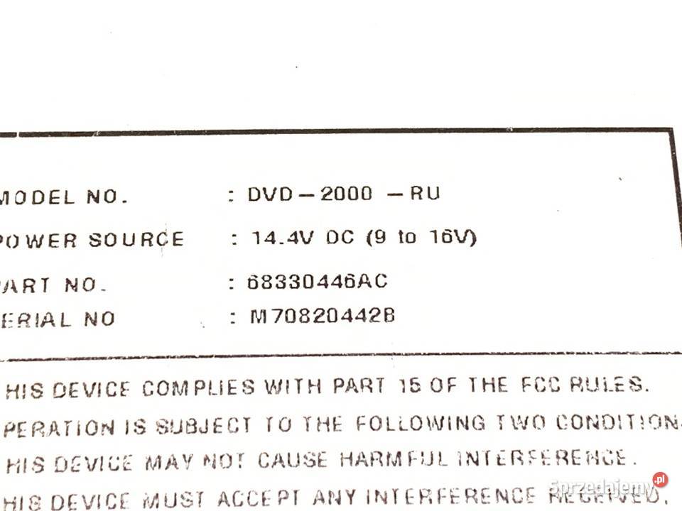 ODTWARZACZ DVD CHRYSLER PACIFICA 68330446AC sprzedam