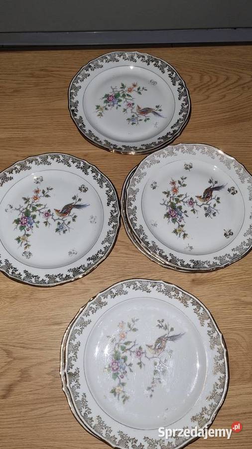Talerze Z Rajskim Ptakiem Płytkie Porcelana wielkopolskie