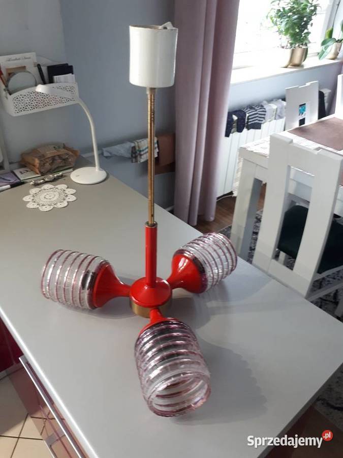 Lampa sufitowa PRL trójramienna Lampy wiszące Sulmierzyce