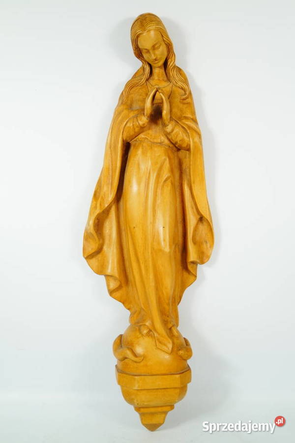 Duża drewniana rzeźba figura Matka Boska Madonna wielkopolskie