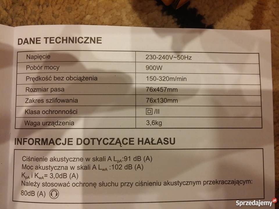 Profesjonalna szlifierka taśmowa JCBNOWA 5 LAT 230V Chorzów