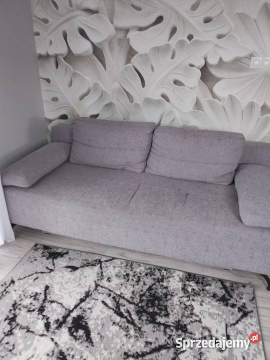 Sofa szara z funkcją spania tkanina Domatowo