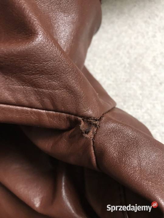 Długi damski skórzany płaszcz vintage PRL Renoma