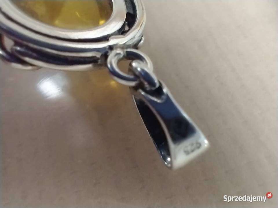 Autorski wisior bursztyn srebro 925 rękodzieło Łódź