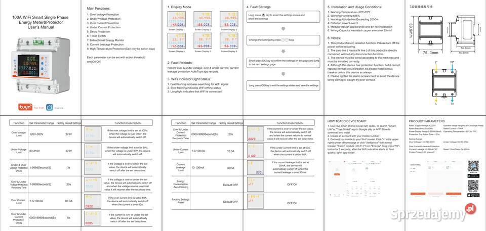 Jednofazowy inteligentny licznik energii 100A z Świętochłowice
