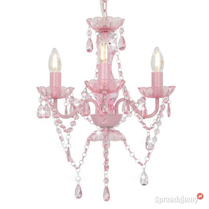 vidaXL Żyrandol z koralikami różowy okrągły 3 Warszawa