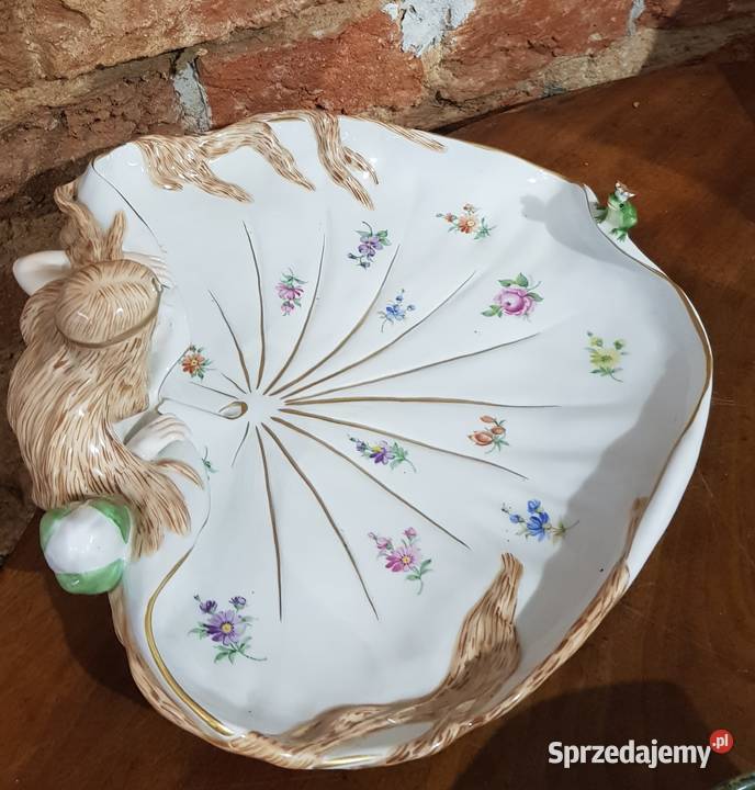 Patera porcelanowa secesja około 1900 sygnowana Porcelana i szkło Orneta