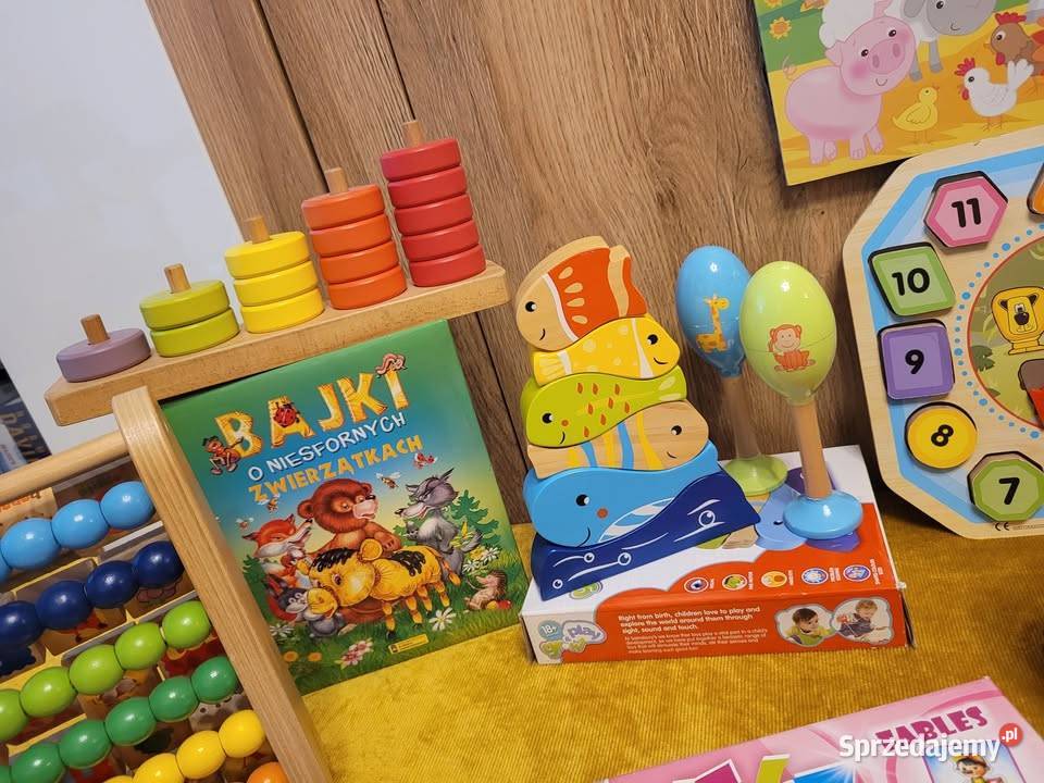 Pierwsze zabawki drewniane puzzle książeczki Bydgoszcz