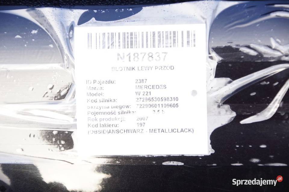 BŁOTNIK LEWY PRZÓD MERCEDES W 221 197 sprzedam