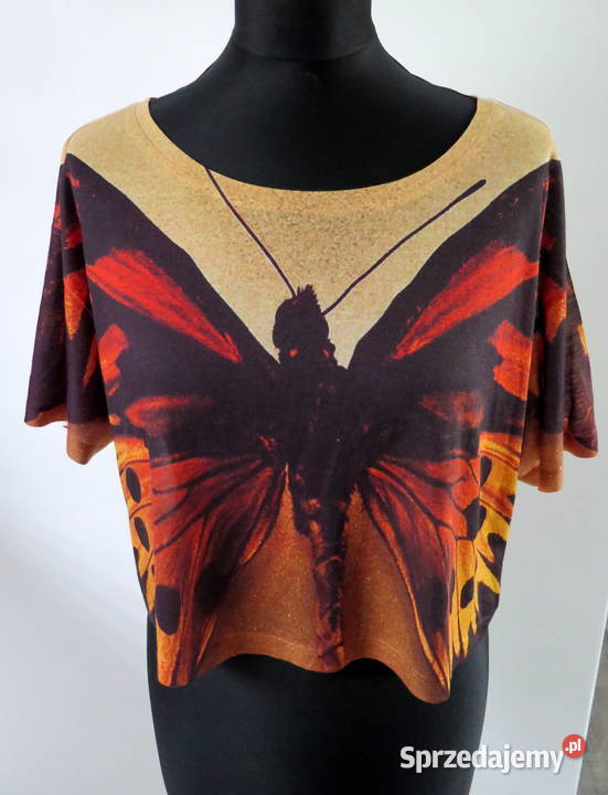 Bluzka krótka z motylem r L oversize sprzedam