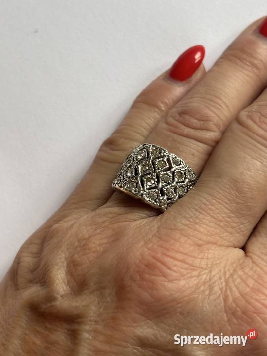 Vintage srebrny pierścionek z cyrkonią Bydgoszcz
