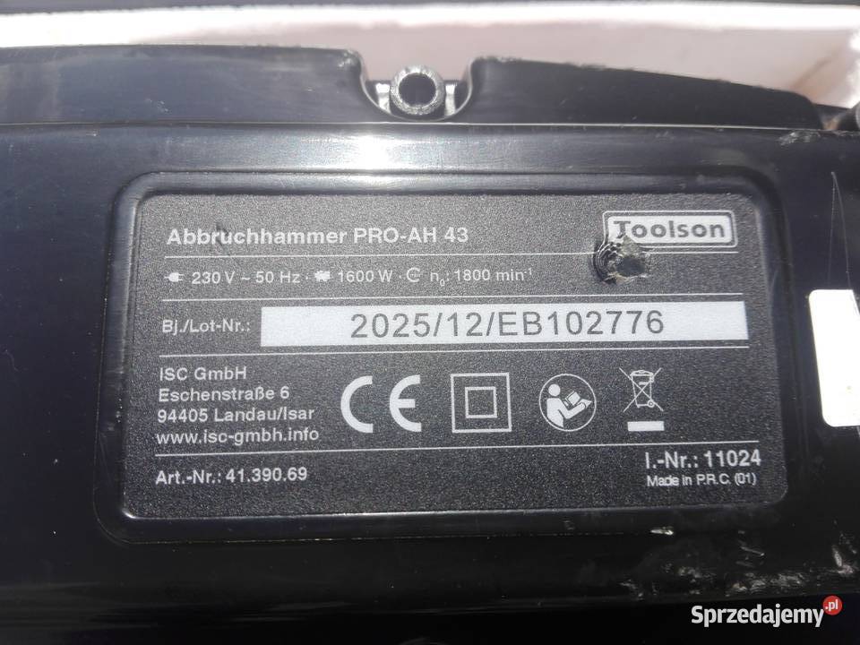 Młot wyburzeniowy Enhell Toolson PROAH 43 1600 W wielkopolskie Miłosław sprzedam