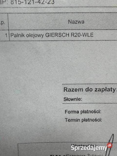 Palnik olejowy Giersch R20WLE Mielec