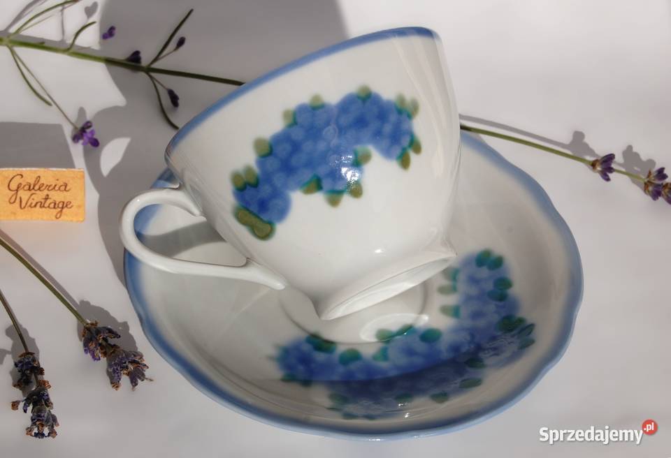 Filiżanka ze spodkiem porcelana ręcznie malowana Lublin sprzedam