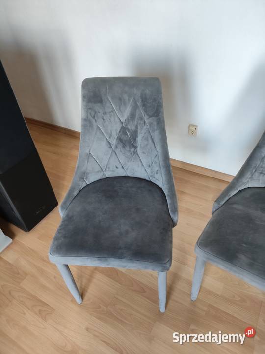 Krzesła tapicerowane TRIX Velvet szare do Krzesła Chotomów