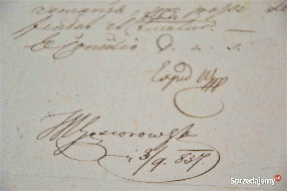 Stary dokument łacinie papier czerpanym 1837r Warszawa
