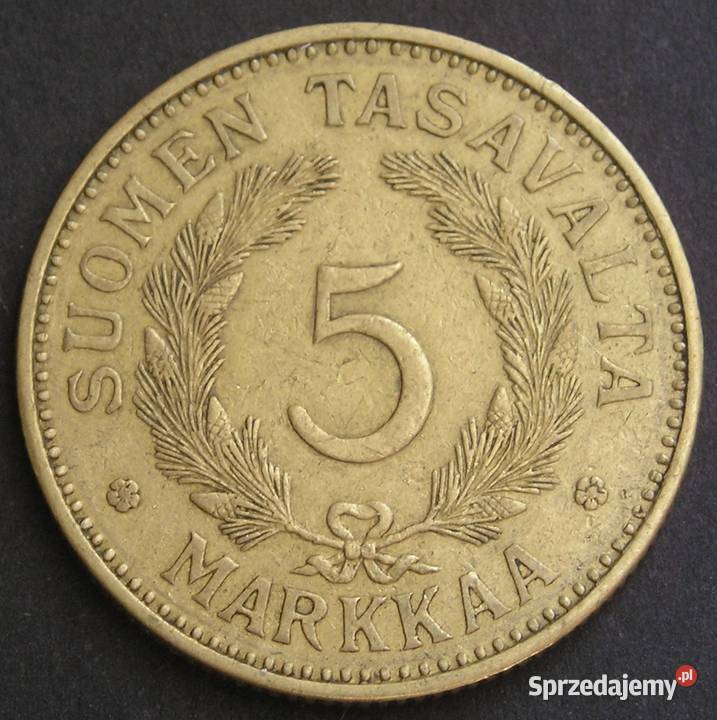 FINLANDIA 5 MARKKAA MAREK 1938 Numizmatyka
