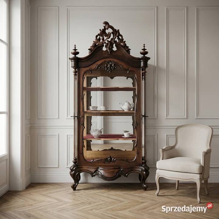 ANTYK WITRYNA orzechowa SERWANTKA BIEDERMEIER ok Kalisz sprzedam