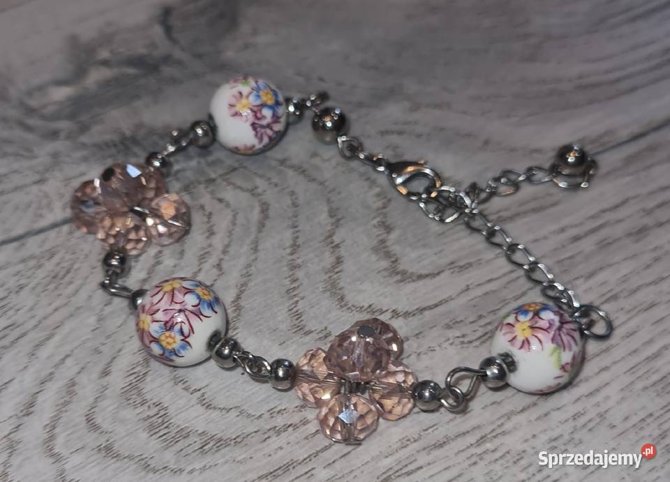 Bransoletka damska koraliki róż łódzkie Łódź