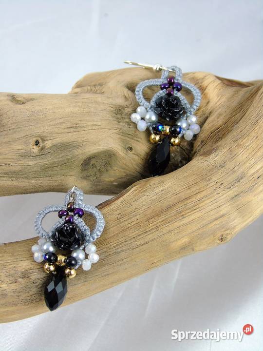 Kolczyki koronkoweróżne kolory Wiśniowa