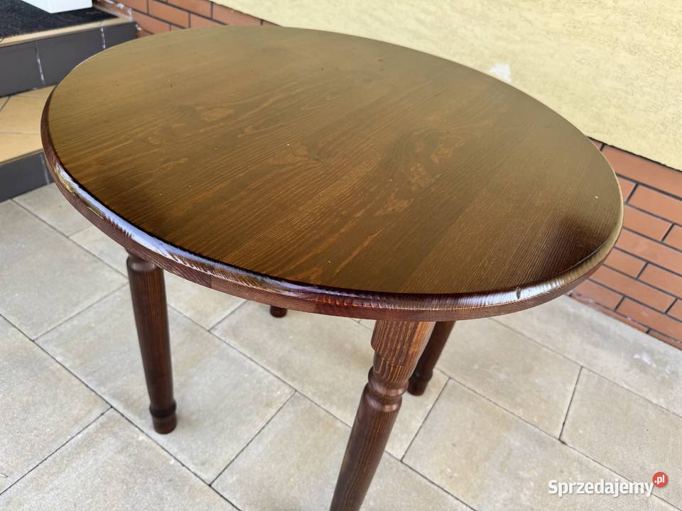 Stół okrągły drewniany nie rozkładany brązowy Stoły Garwolin