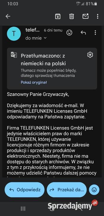 głośniki Telefunken L811 Zabytki dolnośląskie Zgorzelec