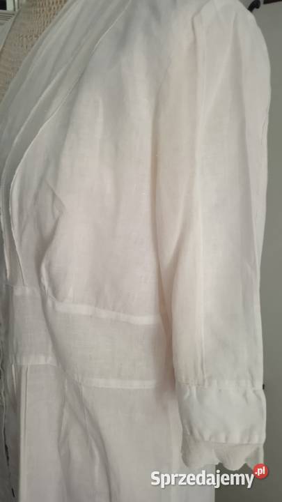 LNIANA BIAŁA ROZPINANA TUNIKA KOSZULA r 44 Piła