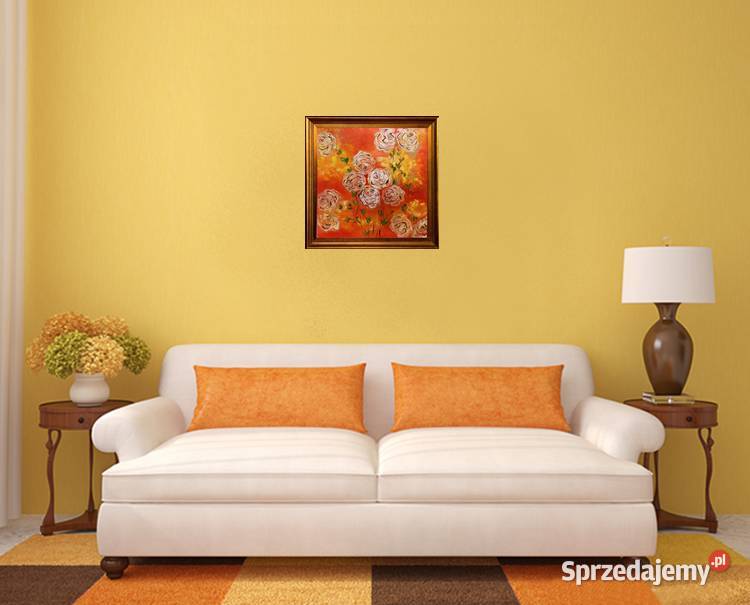 Obraz olejny Róże abstrakcja odcienie pomarańczowego  Lublin