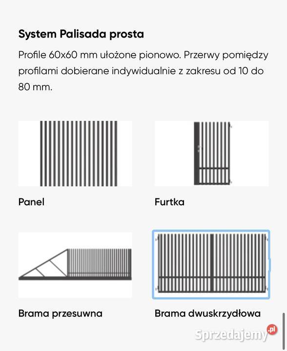 Przęsło ogrodzeniowe aluminiowe PALISADA Przęsła Gorlice