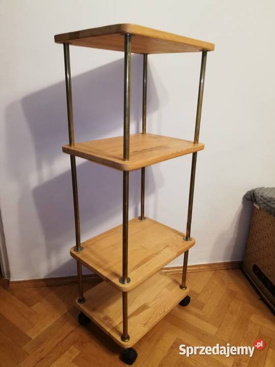 Regalik 4 poziomowy na kółkach drewno sosno