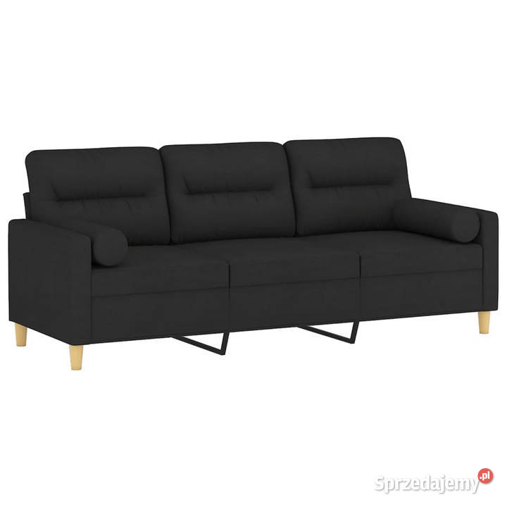 3osobowa sofa z poduszkami czarna 180 tkanina Warszawa sprzedam