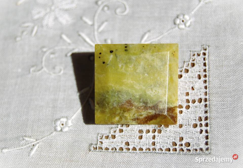 Stara broszka nefryt kaboszon kwadrat design Broszki Lublin sprzedam