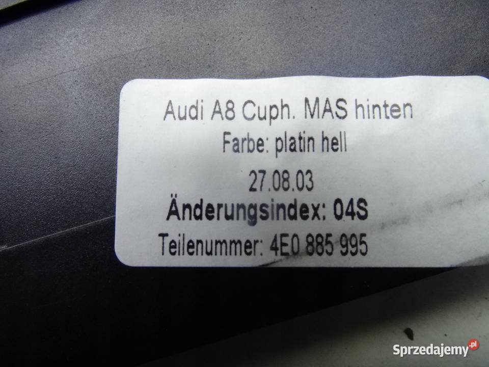 AUDI A8 D3 0307 UCHWYT KUBEK TYL 4E0885995 Przemęt