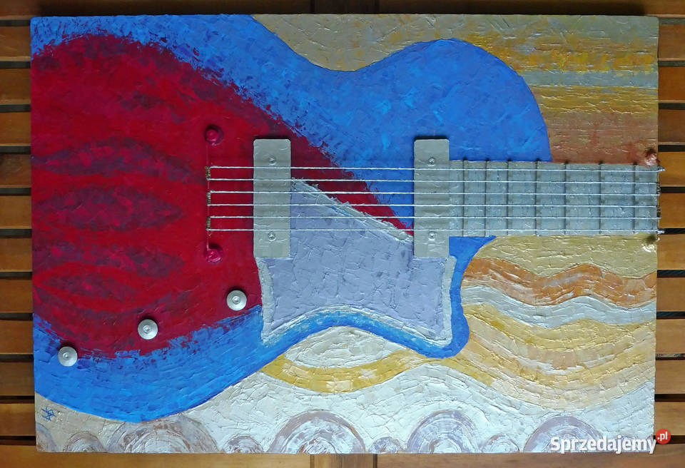 Obraz akryl „Gitara #3” 35 x 50 cm, elementy wystające