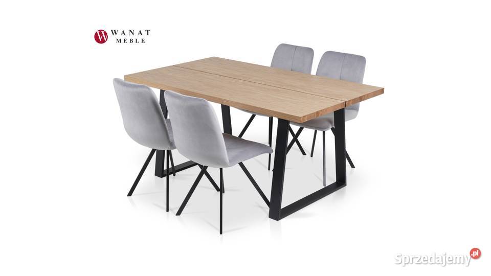 Stół LOFT +4 Krzesła Nogi metalanowe czarne Wanat