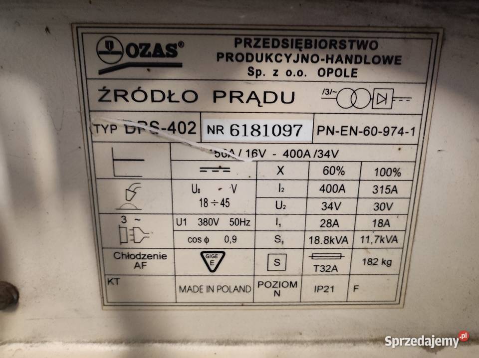 Spawarka ozas 402 Jedlicze