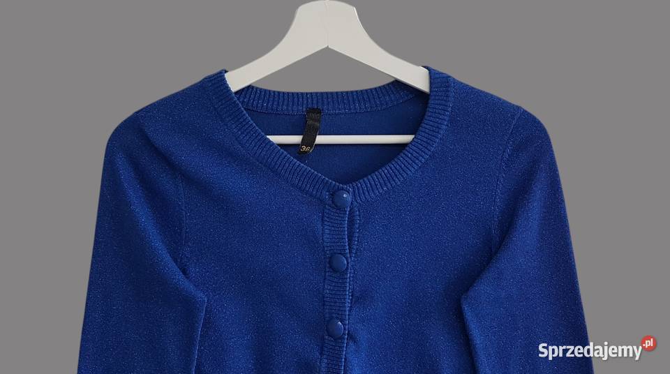 Damskie granatowe bolerko z długim rękawem Bez wzoru Chrzanów