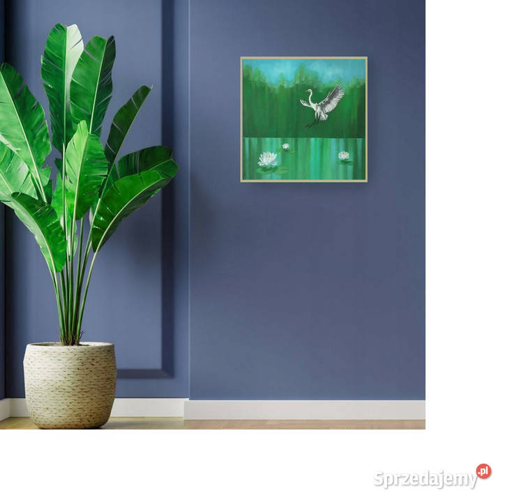 Promocja obraz olejny 50 x 50 czapla ptaki Malbork