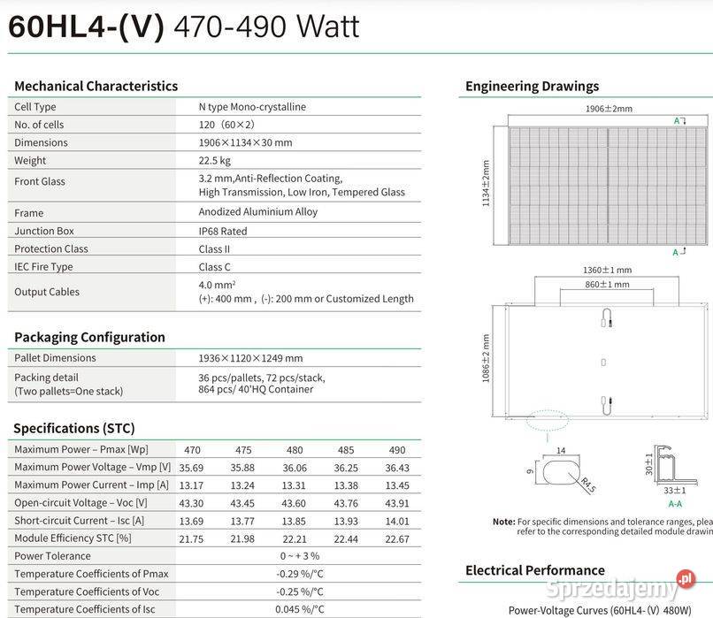 Panel Fotowoltaiczny JINKO 485W Silver Tiger Neo sprzedam