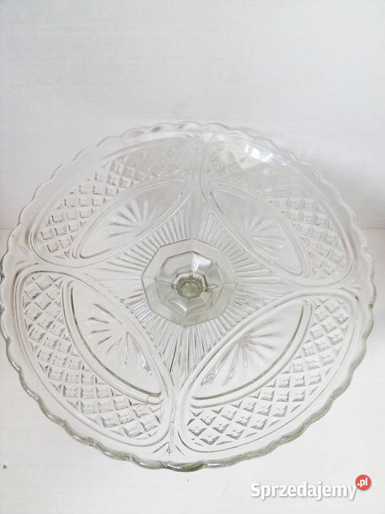 duża patera na nodze Hortensja vintage PRL art