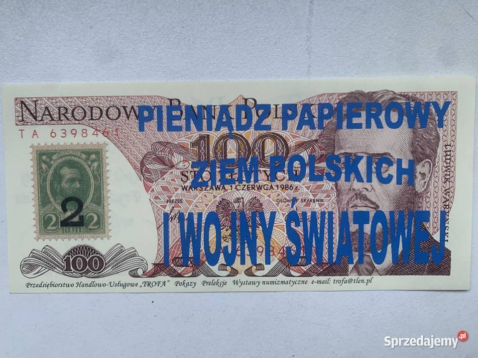 Banknoty 50 1988 100 1986 wystawa Sanniki Łowicz